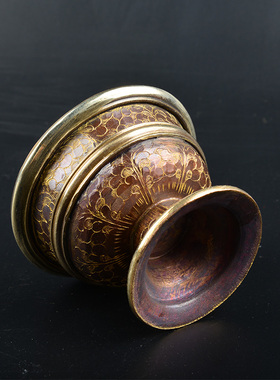 多尺寸尼泊尔纯铜紫铜七供水杯藏传高脚供杯佛前净水杯供碗一套