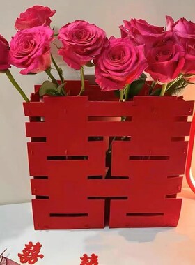 结婚立体喜字摆件客厅装饰品女方订婚桌面摆台新房布置套装送新人