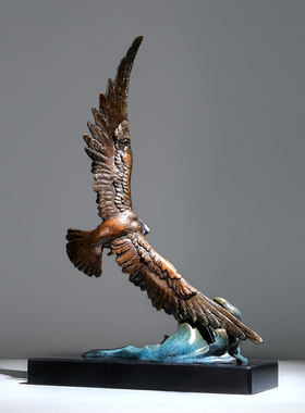 大鹏展翅老鹰全黄铜摆件大展宏图领导办公室工艺品公司乔迁开业礼