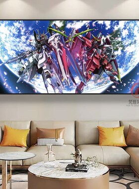 高达全家福装饰画元祖万代自由强袭机动战士挂画动漫电竞房海报