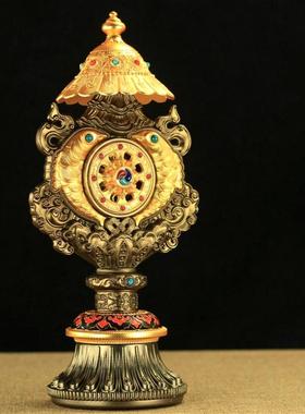 藏式密宗法器 尼泊尔八吉祥组合体 铜合金大号吉祥八宝摆件八瑞物