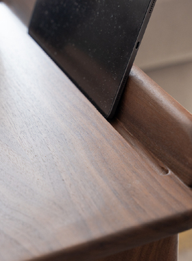 九间房实木沙发边几角几简约黑胡桃木客厅卧室移动学习电脑小边桌