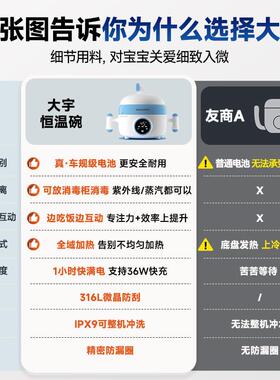 大宇宝宝恒温碗儿童智能加热碗充电子餐盘宝宝专用保温饭盒辅食碗