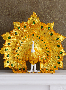 欧式豪华罗马柱落地摆件孔雀开屏大堂客厅玄关台软装饰品高档别墅