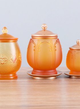 琉璃供杯 佛前供水杯 贡杯佛用水的圣水供具供奉观音敬佛莲花水杯