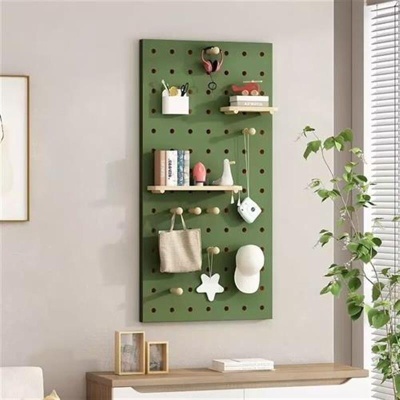 Tl solid wood hole board wall storage rack wooden wall hanging wall bookshelf partition storage rack hanging board wall rack