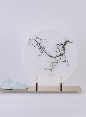 新中式禅意看盘家居软装饰品摆设客厅电视柜玄关工艺品样板房摆件
