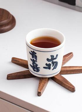 黑胡桃木隔热垫实木小树杯垫高级感防烫餐垫原木茶托可爱桌面摆件