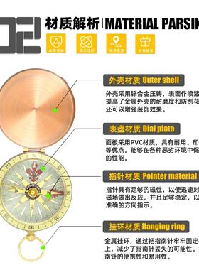 复古指南针高精度便携指北针挂车用手持防水罗盘吊坠儿童学生挂件