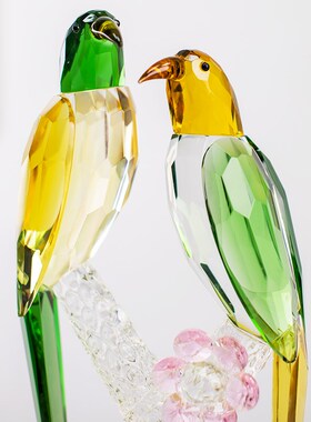 祥瑞水晶喜鹊鸟摆件轻奢客厅酒柜家居装饰品高档新婚礼物乔迁新居