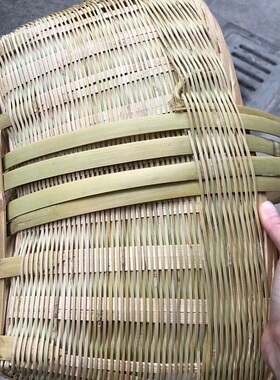 竹编菜篮子手提篮子青丝箩竹篮家用收纳筐蔬菜展示饭店装饰竹箩筐