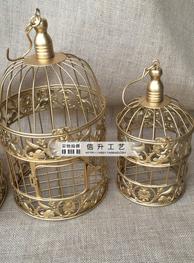 铁艺鸟笼小鸟笼 橱窗摆件 挂式鸟笼大号 婚庆道具装饰鸟笼