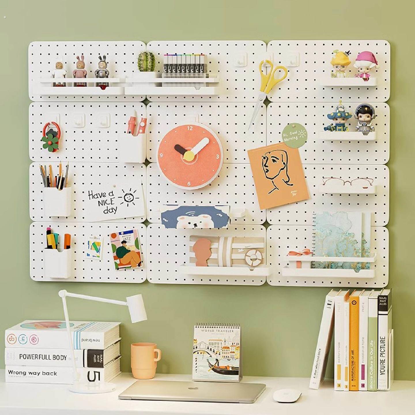No punching household hole board wall dormitory kitchen bathroom wall storage rack partition wall hanging storage shelf with