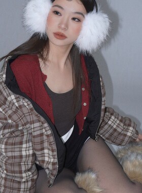PANCY雪地氛围纯白色毛绒耳罩冬季大号耳包耳暖耳套保暖耳捂女
