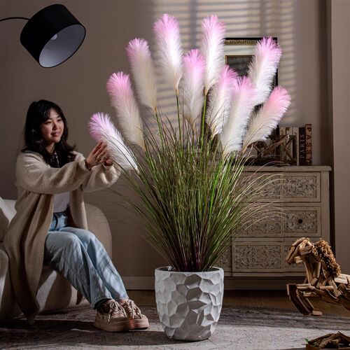 大型芦苇草仿真花假花树仿生植物树室内客厅落地假树绿植造景摆件 - 图2