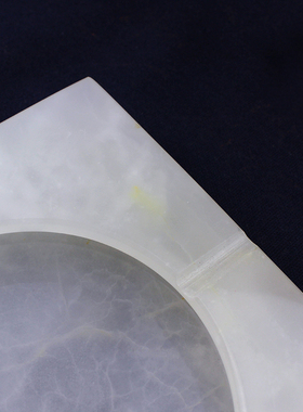 天然玉石方形烟灰缸 办公室客厅摆件 中式客厅书房高档装饰摆件