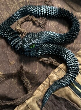 3d打印蛇玩具新款蝰蛇模型全身关节活动蛇年儿童夜光玩具造景摆件