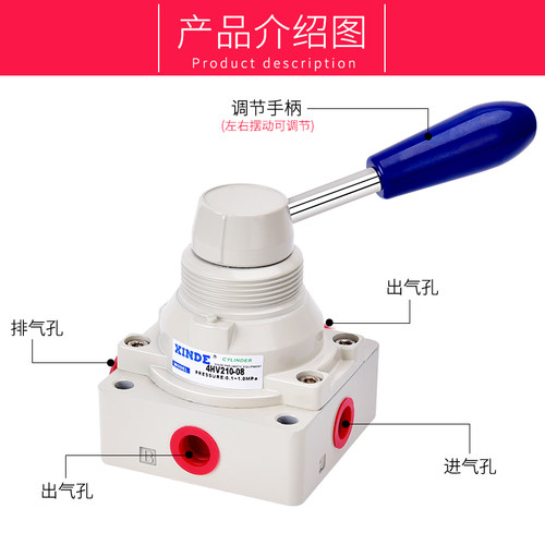 气动手动阀 三位四通手转阀 4HV230-08 4HV330 4HV430亚德客型 - 图3