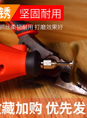 电磨钢丝刷打磨轮除锈抛光打磨头抛光头电动抛光文玩清理刷头工具
