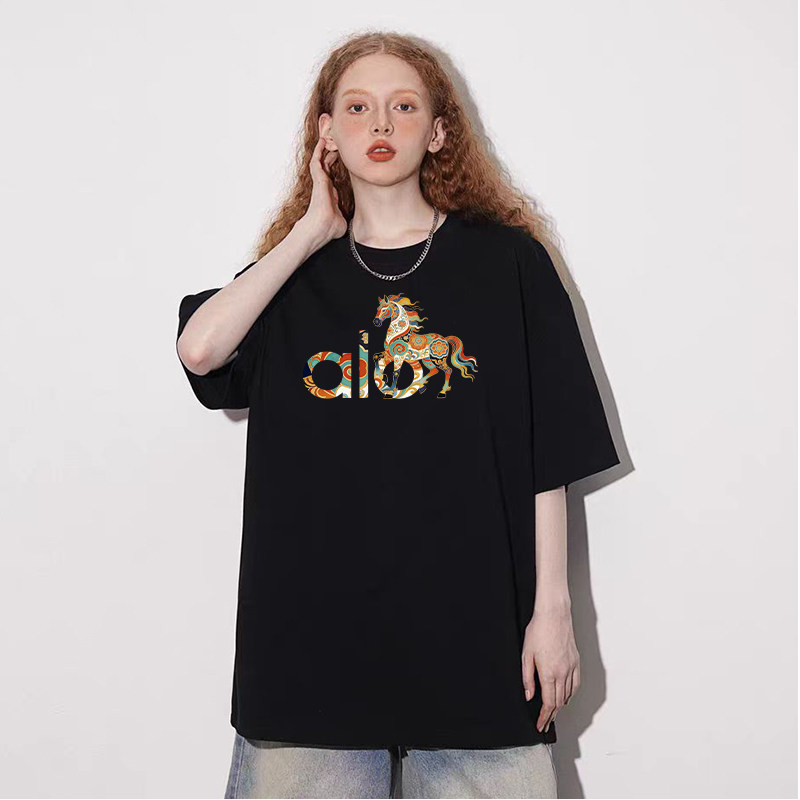 AIO重磅夏季高档印花短袖美式运动情侣同款240g纯棉时尚百搭T恤新