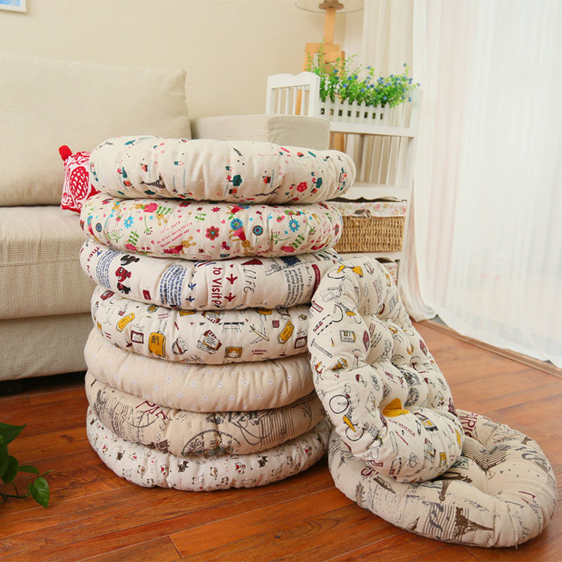 Bohemian ethnic style thickened cotton and linen round mat futon cushion seat cushion bay window mat fat mat tatami bay window