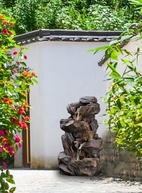 仿石头假山流水生财喷泉摆件户外阳台玄关花园庭院水池景观装饰品