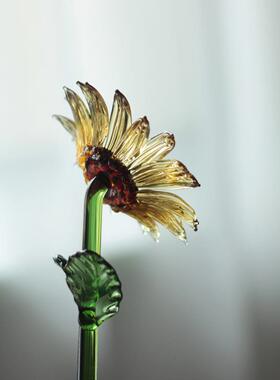 淄博琉璃向日葵仿真花摆件家居桌面装饰玻璃插花假花束礼物高级感