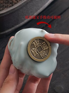 可爱汝窑开片可养三足招财金蟾茶宠摆件创意蟾蜍家居茶桌茶台装饰