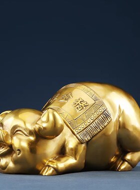 纯铜猪摆件生肖猪金猪福猪储钱罐家用桌面装饰大号能进能出存钱罐