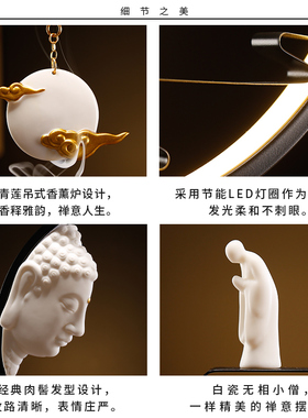 创意问佛禅意香薰炉摆件陶瓷新中式家居客厅玄关书房茶室桌面装饰