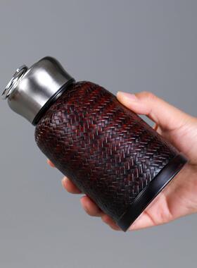 竹编保温杯纯手工编织泡茶杯便携户外焖茶杯水杯热水瓶茶壶民宿