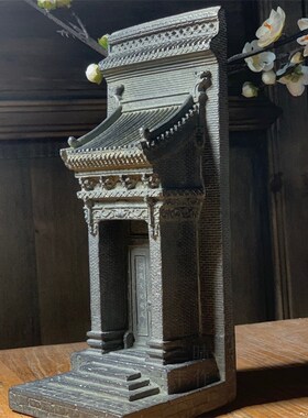 中式家居装饰徽派砖雕门楼小摆件书立架鱼缸造景场景道具拍照办公
