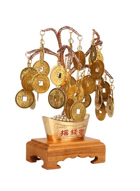 开业礼品发树铜钱摇树居家装饰品摆件客厅玄关办公室摆件