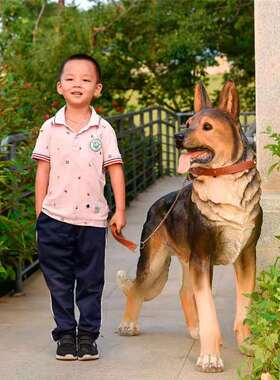 牧羊犬狼摆件仿真哈士奇模型客厅家居装饰品花园庭院子动物狗雕塑