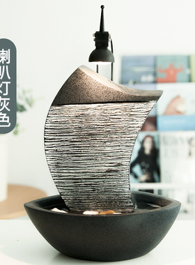 一帆风顺流水喷泉居家办公室开业送礼聚财流水摆件桌面盆景加湿器