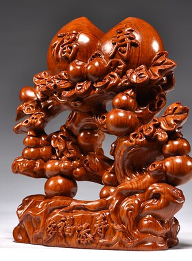 花梨木雕刻寿桃摆件送长辈祝寿贺寿多福添寿老人过大寿生日礼物