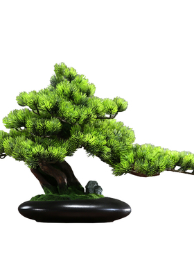 仿真绿植物诧寂风迎客松盆景假树罗汉松客厅造景室内盆载装饰摆件
