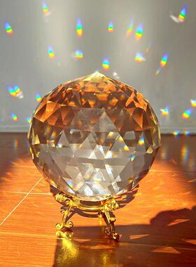 水晶球摆件玻璃多切面球彩虹机折射水晶摄影道具少女简约现代装饰