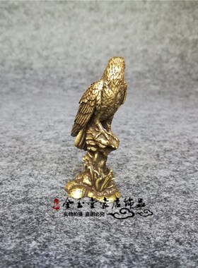 纯铜老鹰摆件迷你黄铜鹰大展宏图手把件书房办公室金属工艺品