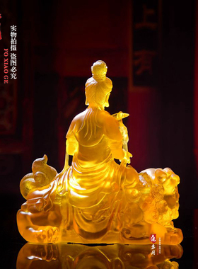 佛孝阁树脂仿琉璃文殊菩萨佛像居家供奉佛像客厅装饰摆件厂家包邮