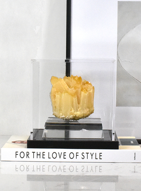 样板间轻奢黑色晶簇水晶摆件客厅玄关床头柜桌面四色软装饰品创意