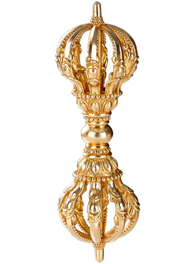 尼泊尔工艺品纯铜加厚九股金刚杵密宗法器雕刻莲花藏式降魔杵摆件