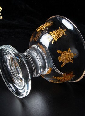 西藏供水杯 藏式描金八吉祥上供水碗 精致雕花七供八供水晶圣水杯