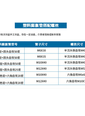 塑料膨胀螺丝m8m10m12塑料膨胀管膨胀栓钉8mm10mm涨钉胶塞胀塞