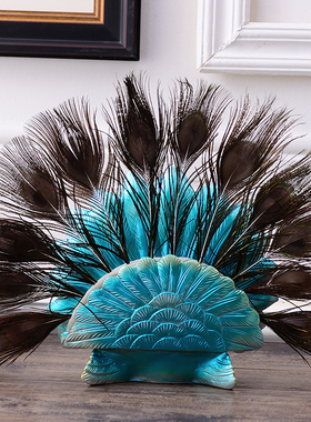 欧式桌面创意复古孔雀摆件家用客厅电视柜装饰结婚乔迁礼物工艺品