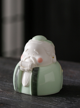 中式孔子陶瓷工艺品可爱卡通孔夫子小摆件书房桌面装饰教师节礼物