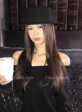 【100%羊毛】英伦复古平顶毛呢礼帽女高级感赫本风爵士帽