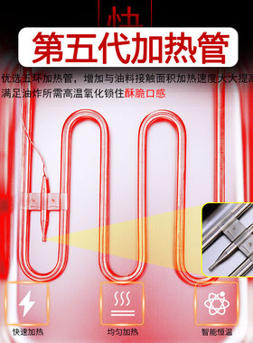 商用电炸锅RJ-81 82 电机电炸炉机头带温控2.5KW发热管油炸锅配件