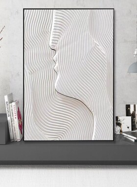 纯手绘装饰画厚肌理女性人脸浮雕挂画北欧简约卧室客厅背景墙油画