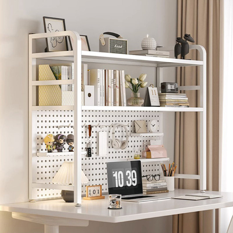 Bookshelf rack desktop hole board desk storage cabinet home table iron display rack computer desk storage rack